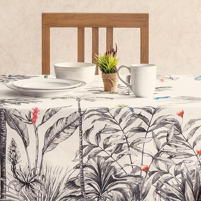 Maison d' Hermine Table Cloth Square Table 100% Cotton 54 x 54 Inches Fall Tablecloth Reusable Everyday Use for Thanksgiving Christmas Decorations Dining Farmhouse Party (Amazonia)