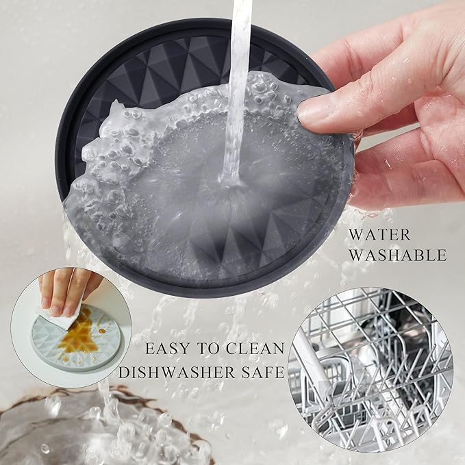 Silicone Coasters for Drinks[4 Pack]- Cup Mat for Tabletop Protection-Non-Slip, Non-Stick, Coffee Table Decor, Great Gift for Any Occasion, Black