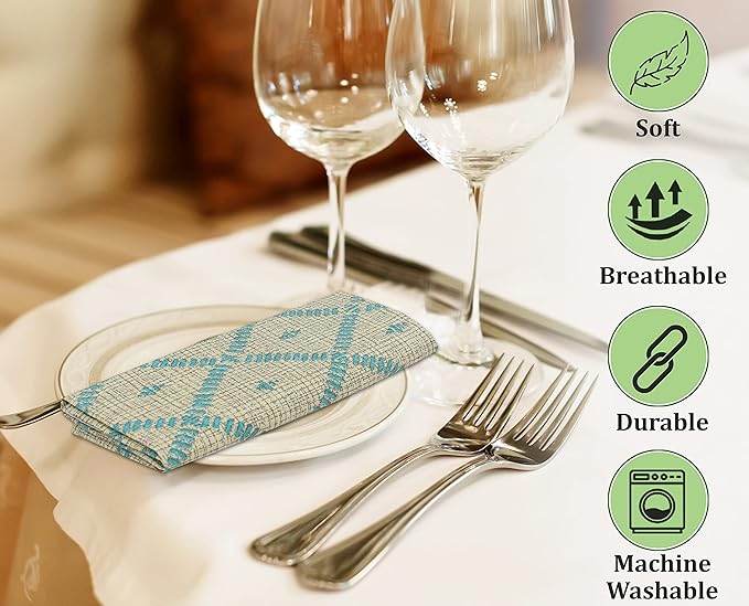 RUVANTI Cloth Napkins Set of 6 Cotton 100%, 18x18 Inches Napkins Cloth Washable, Soft, Absorbent. Cotton Napkins for Parties, Christmas, Thanksgiving, Weddings, Dinner Napkins Cloth - Linear