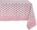 ATOSII Gulbahar White Pink 100% Cotton Fall Rectangle Tablecloth, Handblock Print Floral Table Cloth for Kitchen Dining Linen I Thanksgiving Christmas Weddings Outdoors I 72 X 108 Inches I 8 Seater