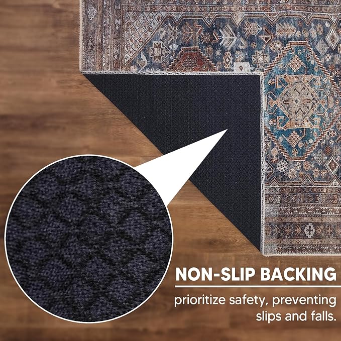 Keen Home Design 2x12 Rug - Machine Washable Runner Rug with Non-Slip Backing, Ideal for Hallway, Entryway, Kitchen, Laundry Room - Vintage, Easy Clean, Durable, Low Pile - (2'6" x 12')