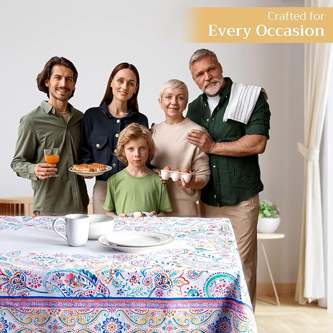 Maison d' Hermine Table Cloth Rectangle Table 100% Cotton 70 x 120 Inches Tablecloth Reusable Decorative for Dining Room Farmhouse Home Valentines Day Decorations Spring Summer - Indian Floral