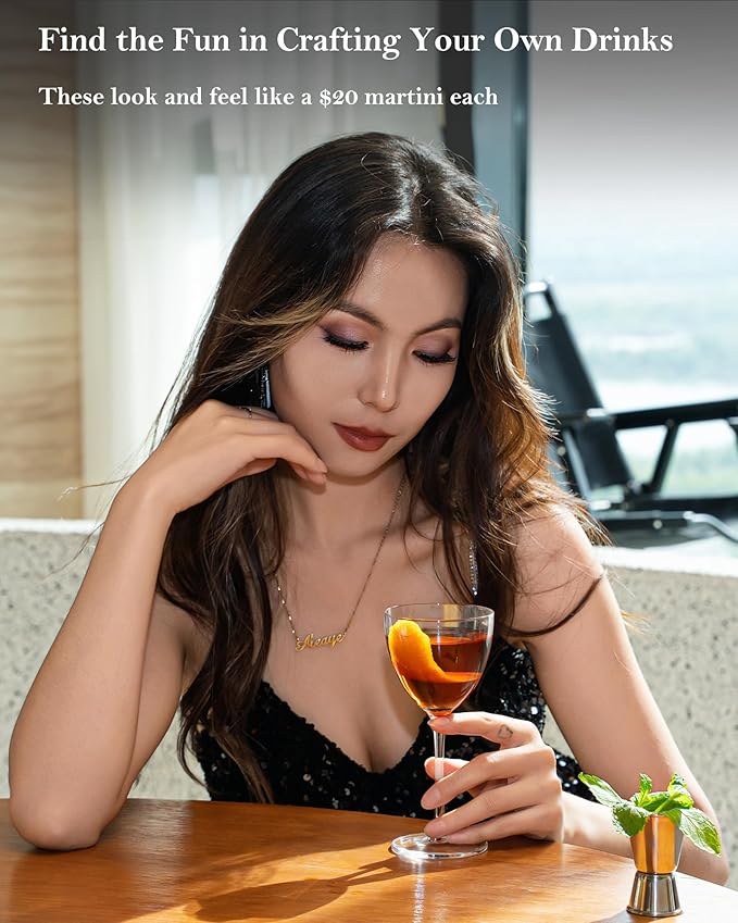 Nick and Nora Cocktail Glasses, 5.8Oz Hand Blown Martini Glasses Set of 4, 100% Lead-Free Crystal Coupe Glassware, Small Cocktail Glasses for Manhattan, Cosmopolitan, Espresso with Gift Box