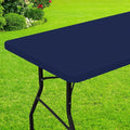 Smiry Rectangle Picnic Table Cloth, Waterproof Elastic Fitted Tablecloths for 8 Foot Tables, Washable Polyester Table Cover for Camping, Indoor and Outdoor (Navy, 36"x96")