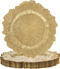 LIYH 8 Pcs Gold Charger Plates 13'' Plastic Round Chargers Plates Reusable Wedding Dinner for for Table Setting Wedding Party Decoration
