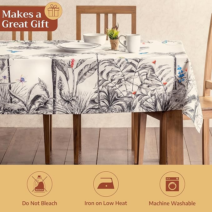 Maison d' Hermine Table Cloth Square Table 100% Cotton 54 x 54 Inches Fall Tablecloth Reusable Everyday Use for Thanksgiving Christmas Decorations Dining Farmhouse Party (Amazonia)