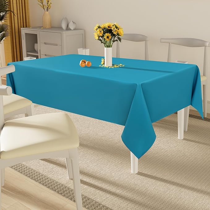 Smiry Rectangle Table Cloth, Waterproof Anti-Scratch Polyester Tablecloth, Decorative Washable Fabric Table Cover for Dining, Buffet, Parties and Outdoor, 60x84, Teal