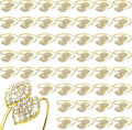 Hotop 500 Pcs Valentine's Day Napkin Rings Gold Table Decorations, Elegant Bling Leaves Napkin Rings, Rhinestone Guest Towels Buckle for Holiday Gather Party, Wedding Dinner Banquet Table Decoration