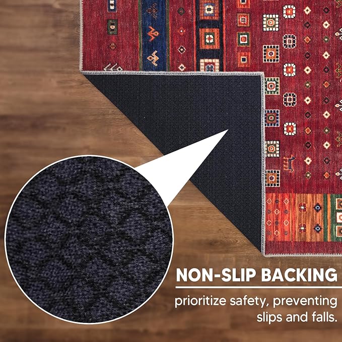 Keen Home Design 5x7 Rug - Machine Washable Area Rug with Non-Slip Backing, Ideal for Living Room, Dining Room, Bedroom - Vintage, Easy Clean, Durable, Low Pile Rug - (5' x 7')