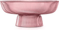 Navaris Decorative Fluted Coloured Glass Bowl - Fruit Snacks Sweets Centerpiece Dish - 26cm Diameter - Red Tinted