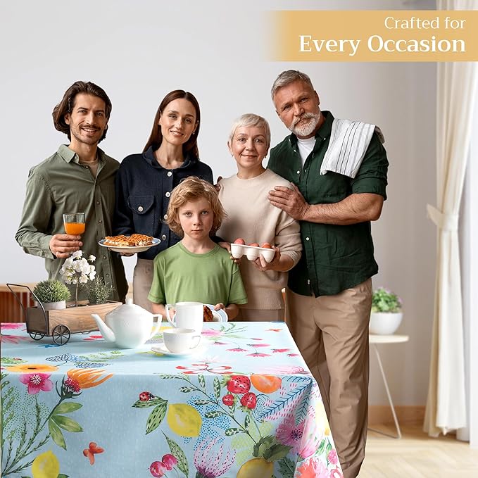 Maison d' Hermine Table Cloth Rectangle Table 100% Cotton 60 x 108 Inches Tablecloth Reusable Decorative for Dining Room Farmhouse Home Valentines Day Decorations Spring Summer - Jardin D'Ete - Mint