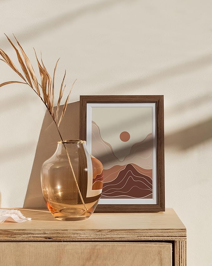 Haus and Hues 5x7 Picture Frame with Real Glass and Walnut Oak Matted to 4x6 - Oak 5x7 Wood Picture Frame - Includes American Oak, Easel Back, Vertical Hang - Ideal for Home or Office (5x7 in, Walnut)