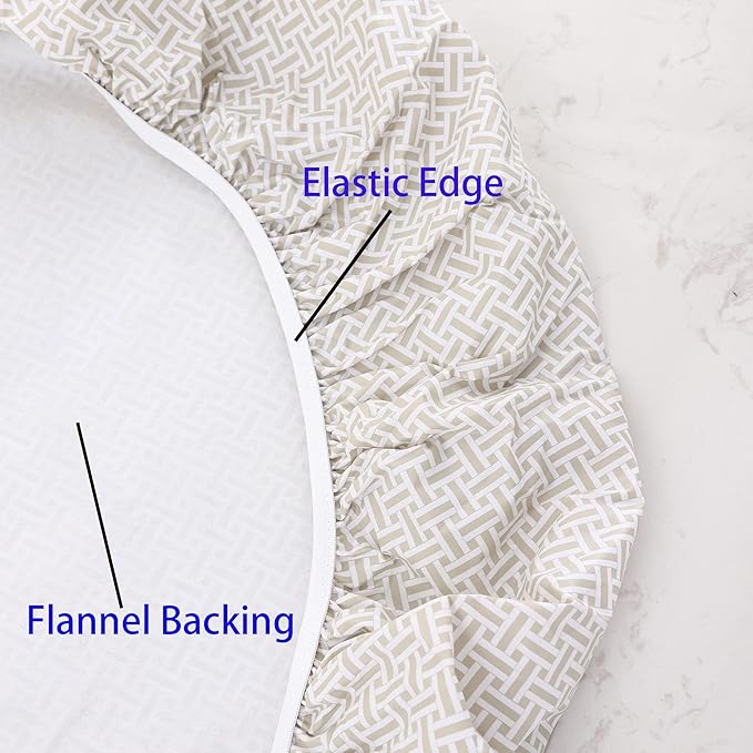 Walrus Round Vinyl Fitted Tablecloth with Flannel Backing Elastic Edge Design Table Cover Waterproof Oil-Proof PVC Table Cloth Stain-Resistant Best for 57"-66" Round