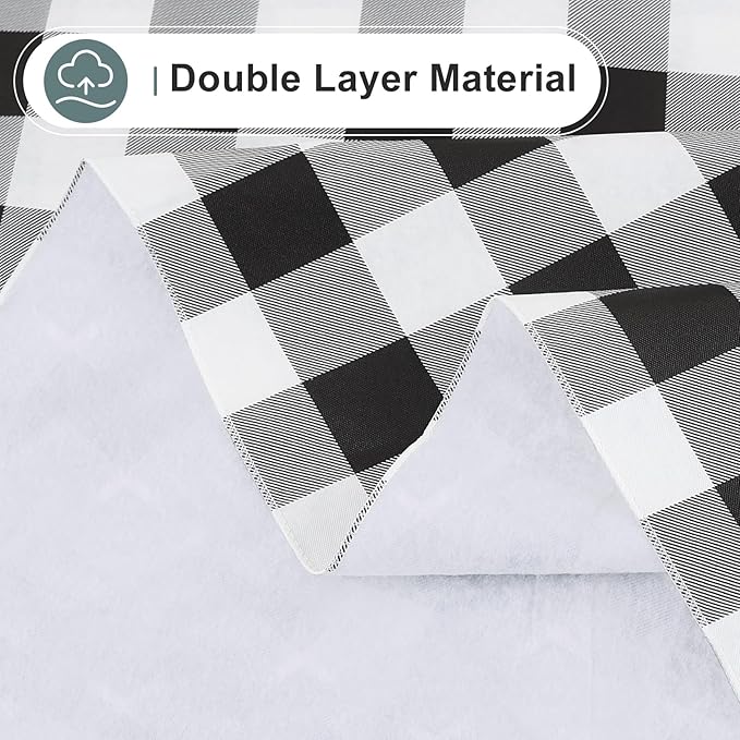 misaya Square Waterproof Vinyl Table Cloth, Buffalo Flannel Backed Tablecloth, Wipeable Plastic Table Cover for Dinner, Kitchen, Outdoor (54" x 54", Black and White)