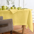 Solino Home Linen Yellow Tablecloth 70 x 108 Inch - 100% Pure Linen Rectangular Tablecloth - Machine Washable Table Cloth for Spring, Easter - Sonoma
