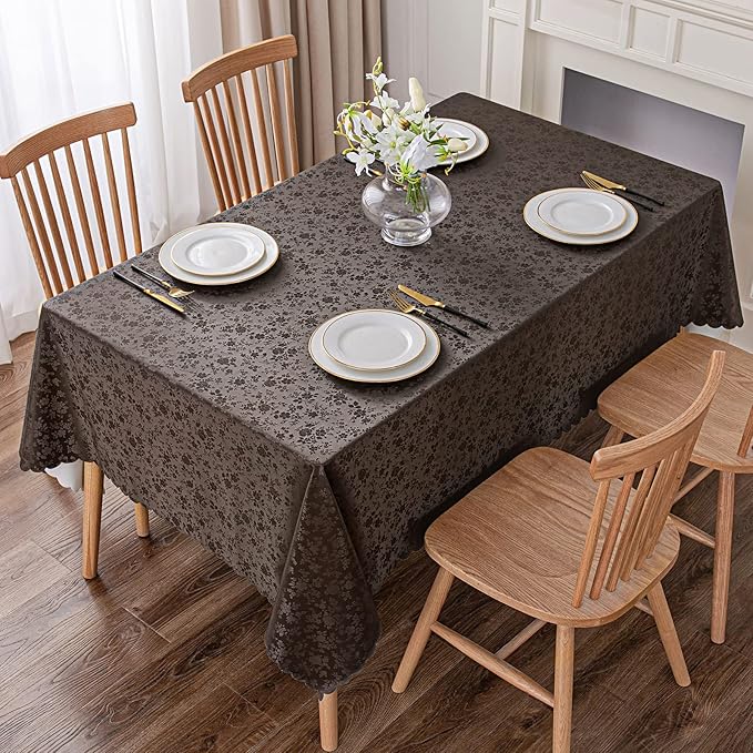 Smiry Rectangle Table Cloth, Waterproof Heavy Duty Vinyl Tablecloth, Wipeable Washable Table Cover for Kitchen and Dining Room (Coffee, 70" X 108")