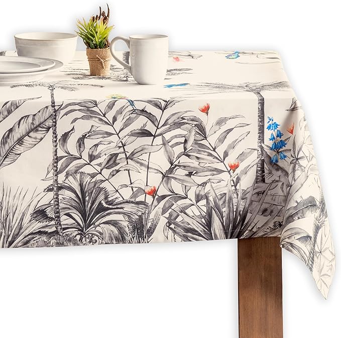 Maison d' Hermine Table Cloth Square Table 100% Cotton 54 x 54 Inches Fall Tablecloth Reusable Everyday Use for Thanksgiving Christmas Decorations Dining Farmhouse Party (Amazonia)