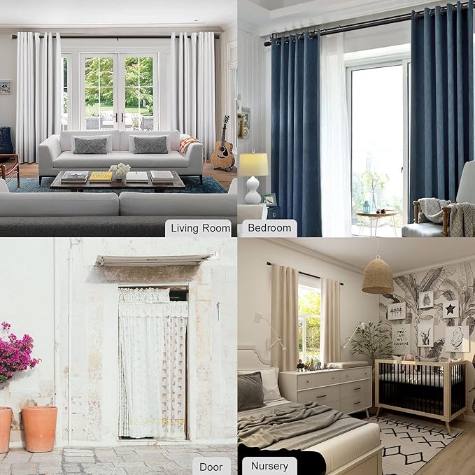 Curtain Rods for Windows 16 to 144 Inches Adjustable Length 1 Inch Diameter Window Curtain Rod with Aluminium End Cap, Antique Bronze