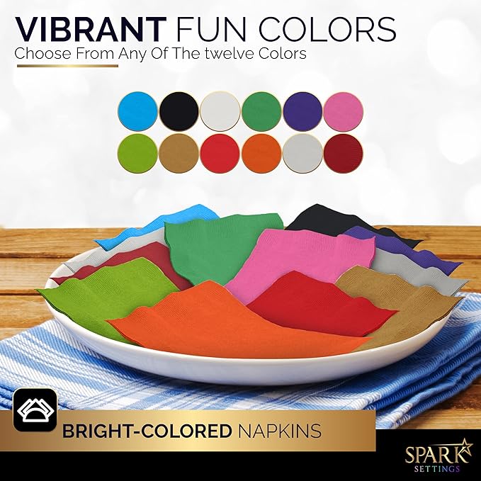 100 Pack Gold Beverage Napkins, Big Party Pack, 2 Ply, Ideal for Wedding, Party, Birthday, Dinner, Lunch, Cocktails. (5” x 5”) by Amcrate