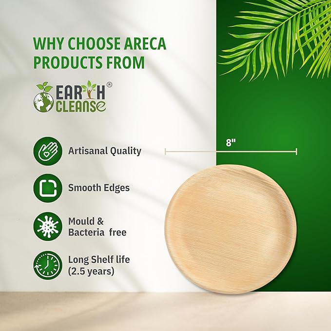 The Palm Dinnerware – Palm Plates 8 Inch Round (75 Pack) | Compostable & Biodegradable | Like Bamboo Disposable Plates | Oven & Microwave Safe | Eco-Friendly Party Dinnerware
