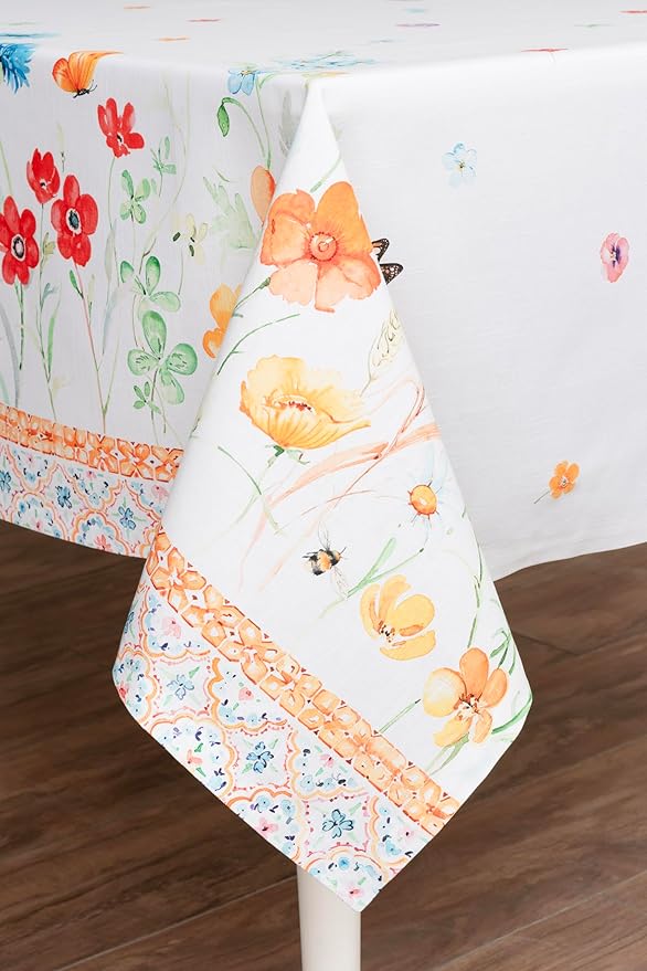 Maison d' Hermine Table Cloth Rectangle Table 100% Cotton 60 x 90 Inches Tablecloth Reusable Decorative for Dining Room Farmhouse Home Valentines Day Decorations Spring Summer - Summer Whisper