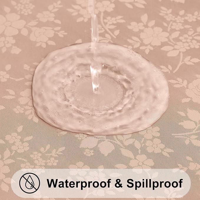 Smiry Rectangle Table Cloth, Waterproof Heavy Duty Vinyl Tablecloths, Wipeable Washable Table Cover for Kitchen and Dining Room (Tan, 52" X 70")