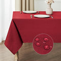 Rectangle Tablecloth Waterproof 60x104 inch Linen Textured Table Cloth Stain and Wrinkle Resistant Washable, Decorative Fabric Table Cover for Dining, Party and Camping, Red