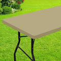 Smiry Rectangle Picnic Table Cloth, Waterproof Elastic Fitted Tablecloths for 6 Foot Tables, Washable Polyester Table Cover for Camping, Indoor and Outdoor (Taupe, 30"x72")
