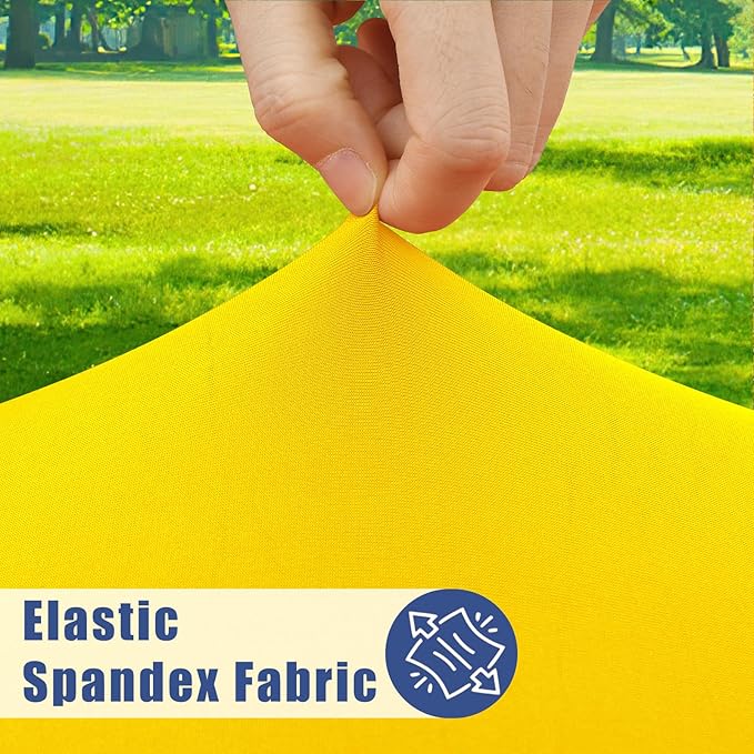 Round Spandex Tablecloth, Elastic Fitted Waterproof Tablecloths for 42"-50" Tables, Stretch Washable Picnic Table Cover for Camping, Dining, Indoor and Outdoor, Yellow