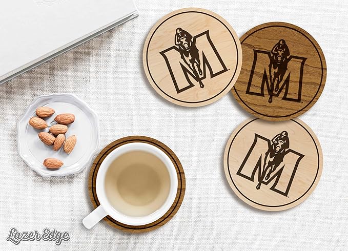 LazerEdge Murray State Racers Wooden Coaster Set - Cherry Wood - Officially Licensed Product - 4-Pack