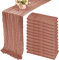12 Pack 10Ft Cheesecloth Table Runner 35x120 Inch Boho Gauze Table Runner Rustic Cheese Cloth Long Romantic Table Runners for Wedding Bridal Shower Birthday Party Table Decor (Dusty Blush)