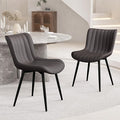 YOUNUOKE Dining Chairs Set of 2 Upholstered Mid Century Modern Kitchen Chair Comfortable Armless Faux Leather Accent Chair with Metal Legs for Guest Waiting Reception Living Room, Dark Brown