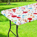 Smiry Rectangle Table Cloth Cover, Waterproof Elastic Fitted Picnic Tablecloth for 8 Foot Tables, Wipeable Flannel Backed Vinyl Tablecloths for Camping, Dining, Outdoor (Off White, 30" x 96")