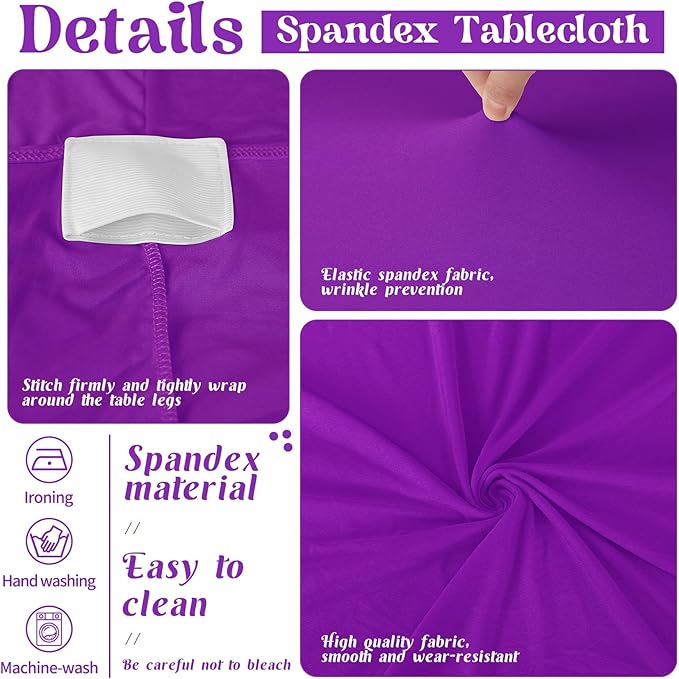 HAISIWLKJ 6 Pack Table Cloth 6ft Purple Tablecloths for Rectangle Folding Table Spandex Fitted Stretch Cover Wrinkle Resistant Washable Protector for Party, Wedding, Banquet, Festival.