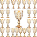24 Pcs Vintage Wine Glasses, 10 Ounce Colored Glass Water Goblets, Unique Embossed Pattern High Clear Stemmed Glassware Wedding Party Bar Glass Drinking Cups, Diamond Amber Glasses Set of 24