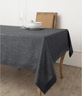 Solino Home Linen Tablecloth 60 x 156 Inch - 100% Pure Linen Charcoal Grey Table Cloth for Rectangular Tables - Athena, Machine Washable Cloth Tablecloth for Spring