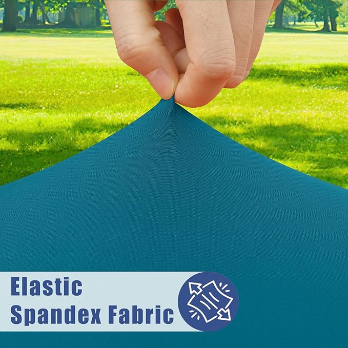 Round Spandex Tablecloth, Elastic Fitted Waterproof Tablecloths for 18"-24" Tables, Stretch Washable Picnic Table Cover for Camping, Dining, Indoor and Outdoor,Peacock Blue