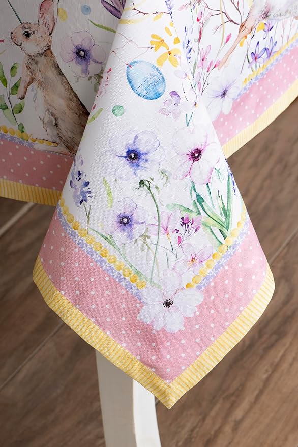 Maison d' Hermine Table Cloth Rectangle Table 100% Cotton 60 x 108 Inches Tablecloth Reusable Decorative for Dining Room Farmhouse Home Valentines Day Decorations Spring Summer - Easter Zest