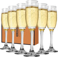 Champagne Flutes Glasses Set of 6-6oz Elegant Crystal Glass, Classic Long Stem Clear Champagne Flute Gift for Wedding, Anniversaries, Parties, Birthday, Restaurant, Home Bar