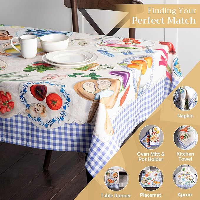 Maison d' Hermine Table Cloth Rectangle Table 100% Cotton 70 x 120 Inches Tablecloth Reusable Decorative for Dining Room Farmhouse Home Valentines Day Decorations Spring Summer - Gourmand