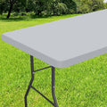 Smiry Rectangle Tablecloth, Elastic Fitted Flannel Backed Vinyl Tablecloths for 4ft Folding Tables, Waterproof Wipeable Table Covers for Indoor, Outdoor, Picnic and Camping (Light Grey, 30"x48")