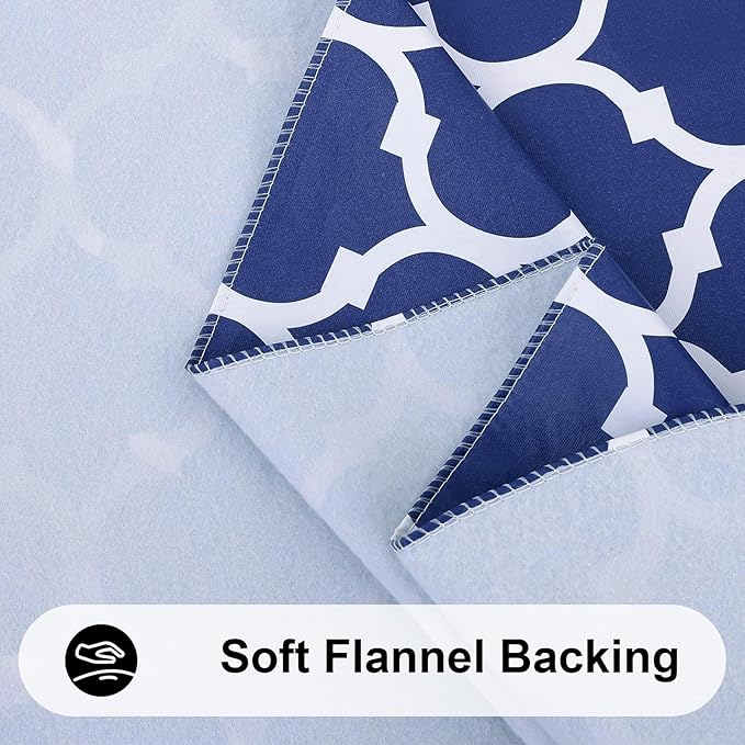 Smiry Rectangle Table Cloth, Waterproof Vinyl Tablecloth with Flannel Backing for Rectangle Tables, Wipeable Spillproof Plastic Tablecloths for Dining, Camping, Indoor and Outdoor (52"x70", Navy)