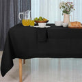 D'Moksha Homes Black Tablecloth 60 x 108 Inch - 100% Pure Linen Rectangular Tablecloth - Machine Washable Table Cloth for Spring, Easter