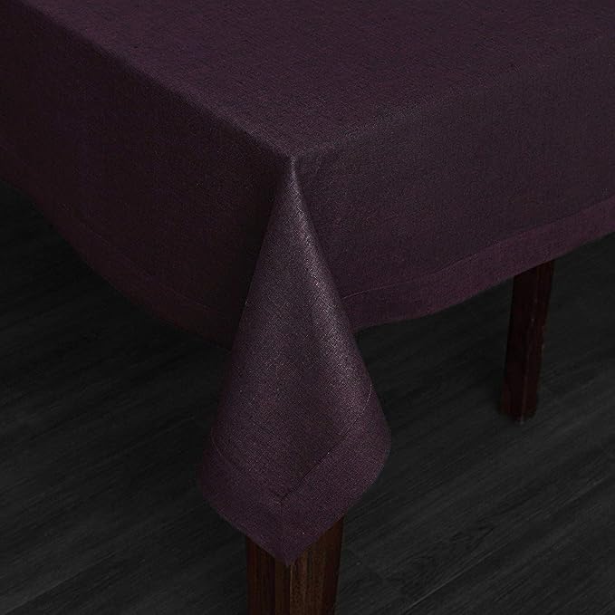 Solino Home Grape Linen Tablecloth 54 x 72 Inch - Athena, 100% Pure Linen Rectangle Tablecloth - Machine Washable Table Cloth for Winter, Valentines, Spring, Easter