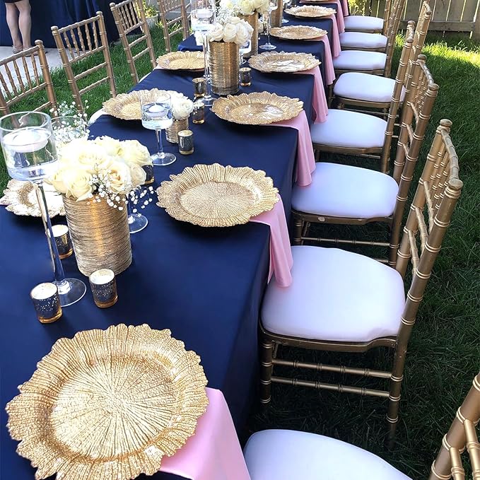 8 Pack Navy Blue Tablecloth 60 x 126 Inch Rectangular Tablecloths for 8 Foot Rectangle Tables, Wrinkle Resistant Blue Table Cloth Washable Polyester Fabric Table Covers for Party Wedding Banquet