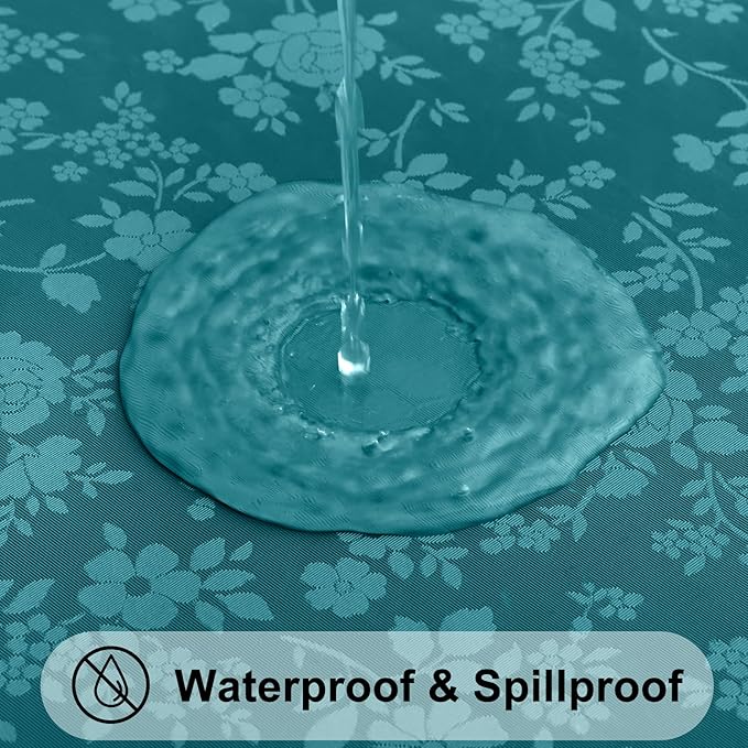 Smiry Rectangle Table Cloth, Waterproof Heavy Duty Vinyl Tablecloths, Wipeable Washable Table Cover for Kitchen and Dining Room (Emerald Green, 60" X 84")