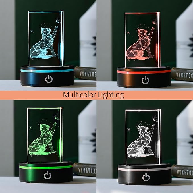 IFOLAINA LED Light Base Lighted Stand Display for Crystal Glass Ball Glass Art Tumbler RGB Multicolor Lighting Round Black Pedestal - Concave