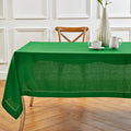 Solino Home Garden Green Linen Tablecloth 60 x 108 Inch - 100% Pure Linen Hemstitch Table Cloth for Rectangle Tables - Classic Hemstitch, Washable Tablecloth for Winter, St Patricks Day, Easter