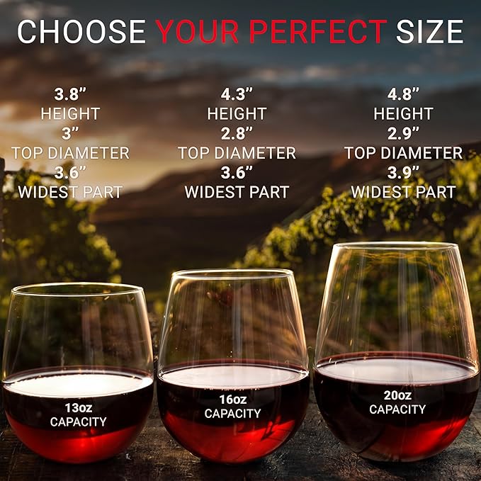 Unbreakable Stemless Plastic Wine Glasses | Reusable | Shatterproof 100% Tritan Plastic | Dishwasher-Safe | BPA-free | Awesome for Indoor & Outdoor | 20 oz, Set of 4