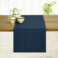 D'Moksha Homes Linen Navy Blue Table Runner 120 Inches Long - 100% Pure Linen Hemstitch 14 x 120 Inch Table Runner for Dining, Easter - Classic Hemstitch